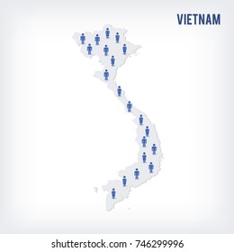 Vector people map of Vietnam . The concept of population. Can be used for presentations, advertising, infographics and the visualization of the statistics.