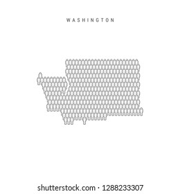 Vector People Map of Washington, US State. Stylized Silhouette, People Crowd in the Shape of a Map of Washington. Washington Population. Illustration Isolated on White Background.