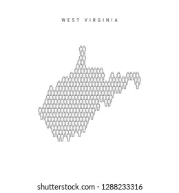 Vector People Map of West Virginia, US State. Stylized Silhouette, People Crowd in the Shape of a Map of West Virginia. West Virginia Population. Illustration Isolated on White Background.