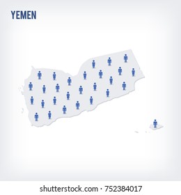 Vector people map of Yemen . The concept of population. Can be used for presentations, advertising, infographics and the visualization of the statistics.