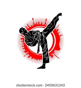 Vector people martial arts kick Taekwondo Karate Strike, Karate, Sport