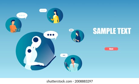 Vector of people men and women chatting with chatbot an online robot assistant 