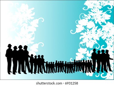 vector people on a floral background