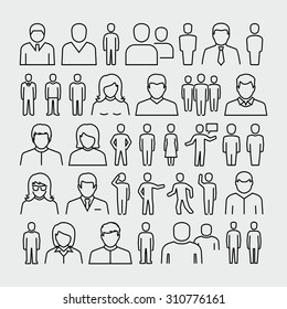 Vector people outline icons 