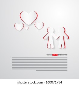 Vector People and Paper Hearts Abstract Background 