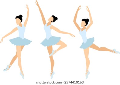 Vector people. Performance of ballet dancers. The ballerina is dancing. Vector illustration isolated