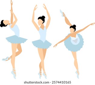 Vector people. Performance of ballet dancers. The ballerina dances ballet. Vector illustration isolated 