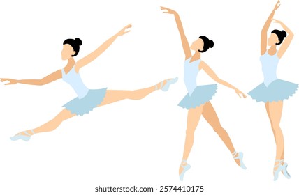 Vector people. Performance of ballet dancers. A graceful ballerina dances classical ballet. Vector illustration isolated
