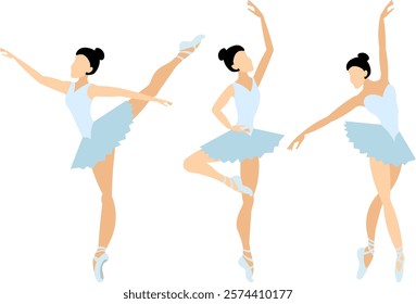 Vector people. Performance of ballet dancers. A beautiful ballerina dances ballet. Vector illustration isolated