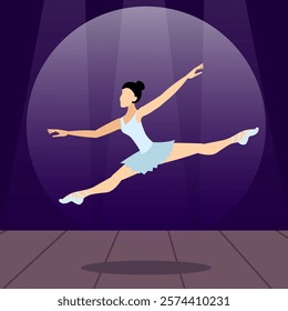 Vector people. Performance of ballet dancers. A ballerina dances classical ballet on stage. Vector