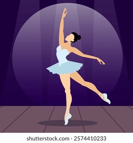 Vector people. Performance of ballet dancers. Ballerina dancing on stage. Vector
