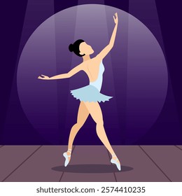 Vector people. Performance of ballet dancers. A ballerina dances ballet on stage. Vector