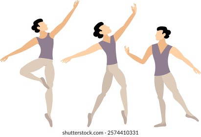 Vector people. Performance of ballet dancers. A man dances ballet. Vector illustration isolated