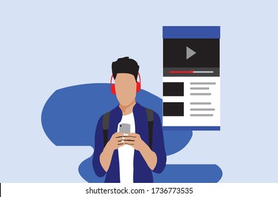 vector of people with phone and reference