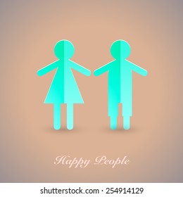 Vector people pictogram. Flat icon of a happy family. A man and a woman. 