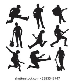 vector people playing guitar illustration