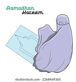 vector of people praying after prayer, ramadan kareem vector