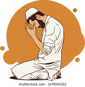 vector de personas rezando con largos juegos en eid mubarak