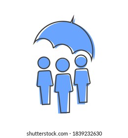 Vector people protection icon. Security symbol cartoon style on white isolated background.