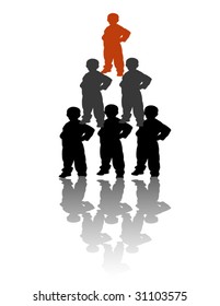 vector people pyramid isolated on white with shadow