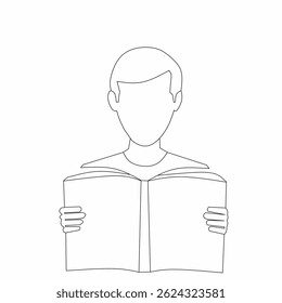 vector of people reading books with simple design