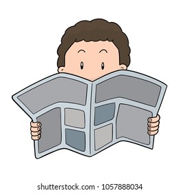 vector of people reading newspaper