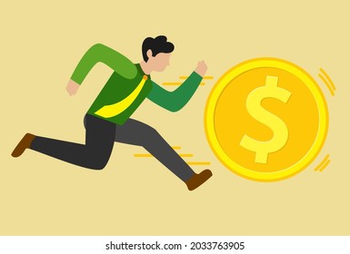 vector of people running after wealth. suitable for scalable vector-based financial symbols