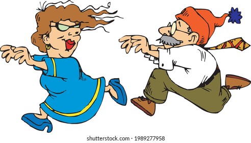 vector of people running in white background