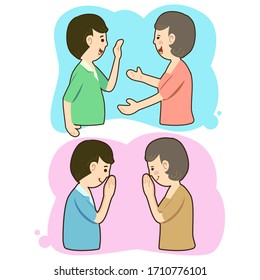 Vector de personas dice hola y respeta.