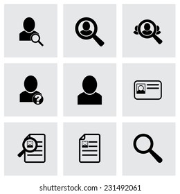 Vector people search icon set on grey background