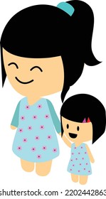 Gente del vector: Ilustración de madre e hija. Se utiliza como su diseño necesario