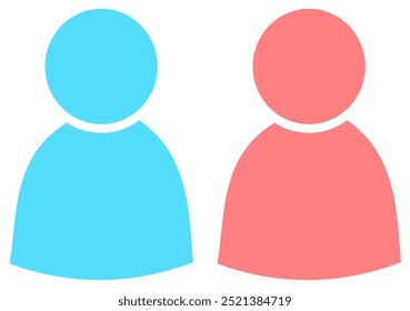 vector people set icons, man and woman, color