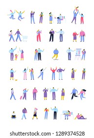 Vector people set isolated on white background. Flat cartoon characters.