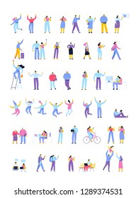 Vector people set isolated on white background. Flat cartoon characters.