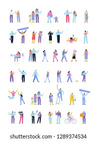 Vector people set isolated on white background. Flat cartoon characters.