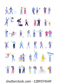 Vector people set isolated on white background. Flat cartoon characters.