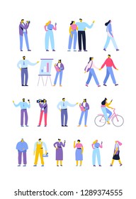 Vector people set isolated on white background. Flat cartoon characters.