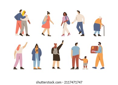 Vector People vector set. Male and female flat characters isolated on white background