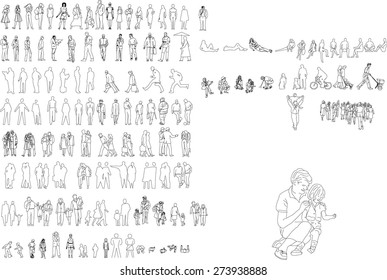 Vector people silhouette set black