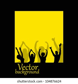 the vector people silhouettes on yellow background