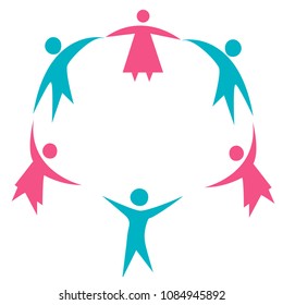Vector people silhuettes holding hands in a circle