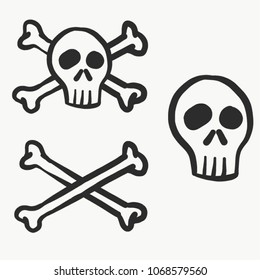 vector people skull with bones isolated for real pirates