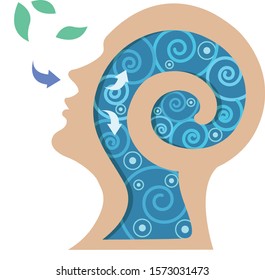 Vector of people sleeping or breathing for good health and mind.