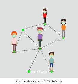 Vector de personas se destaca por el distanciamiento social