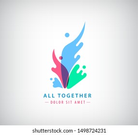 Vector people together logo, communication, family, social care, kids. Icon of 4 people. team, human, group, friendship