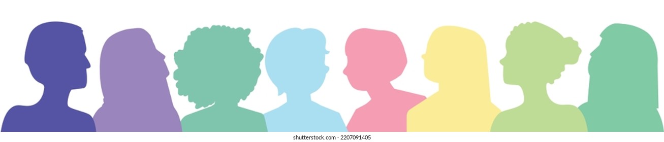 Vector people toghether silhouette, colorful illustration  equality and diversity world day.