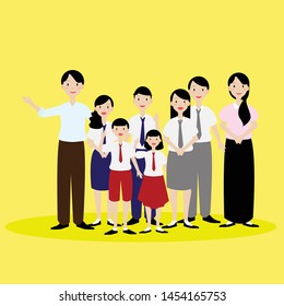 Group University Classmates Standing Together Vector Stock Vector ...