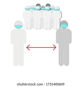 Vector of people wear mask and kept social distancing to protect COVID-19 pandemic 