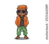 vector of people wearing gangster style clothes, with a cool style