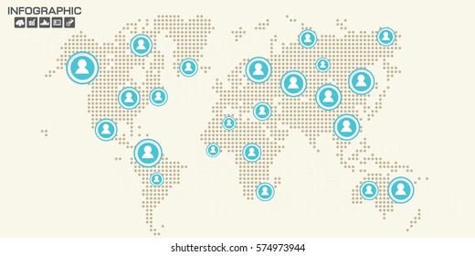 Vector of  people world map connection